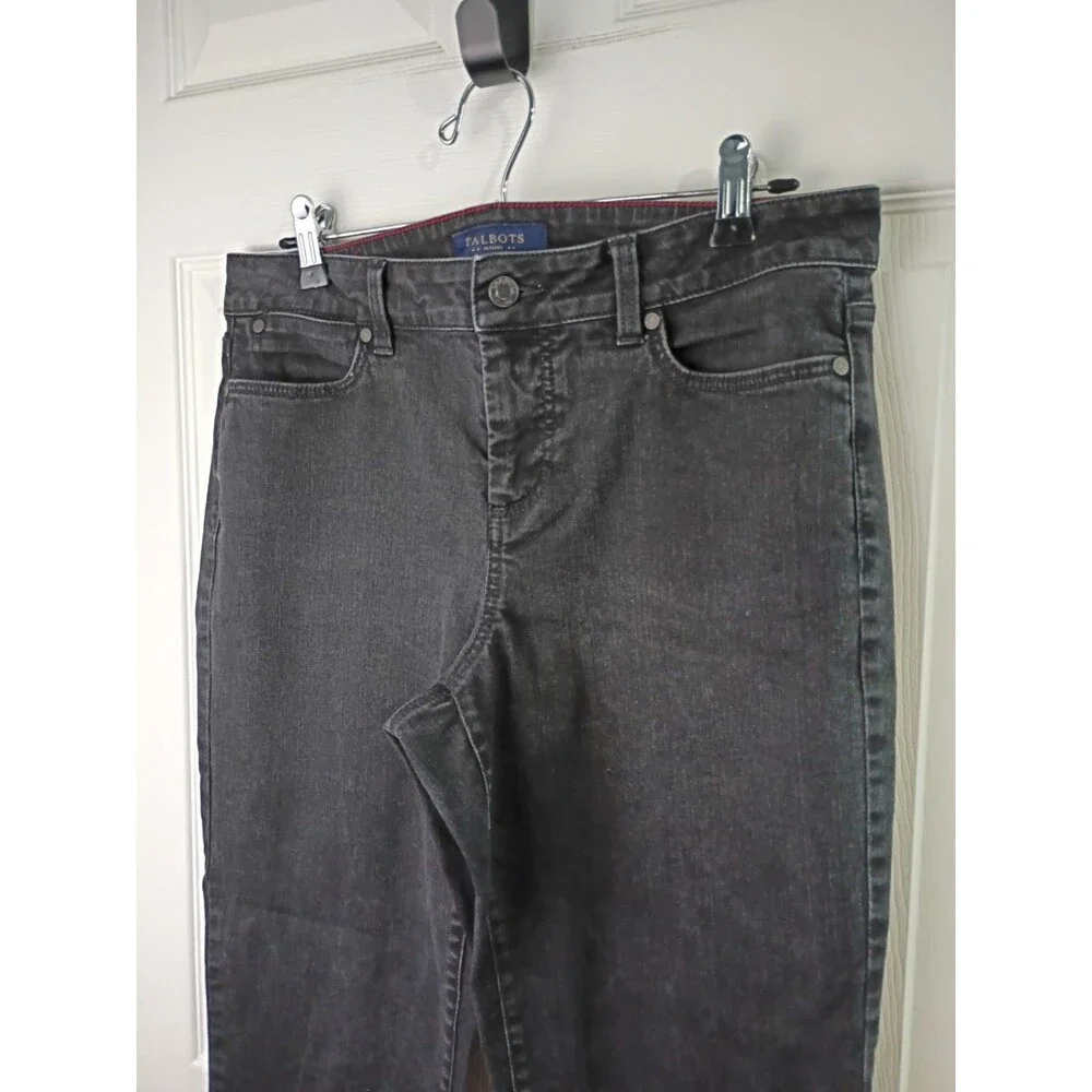 Talbots 10P Black Denim Jeans Curvy Straight Norm Core Mid Rise casual comfort